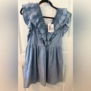Blue Ruffled Jean dress—- womans